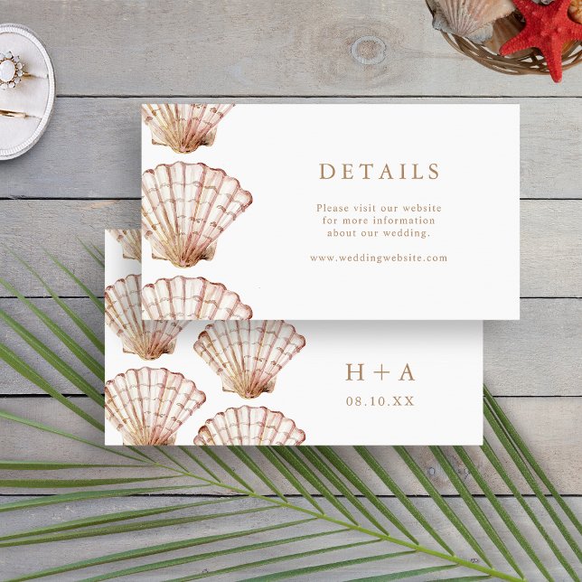 Cartão De Informações Casamento tropical simples (Simple Modern Tropical Beach Wedding Enclosure Card by Painted Paperie
)