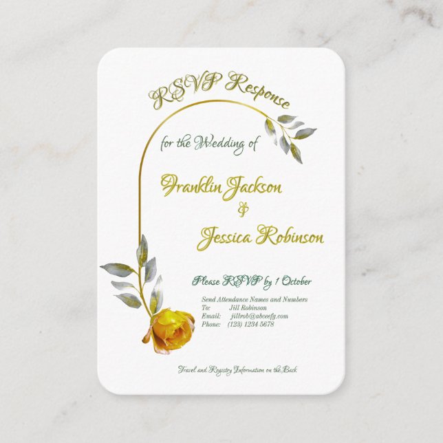 Cartão De Informações Casamento verde-claro-amarelo-pinto-pálido e ouro (Frente)