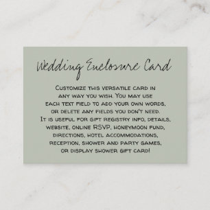 Cartão De Informações Casamento Verde de Sábio Versátil, Personalizado