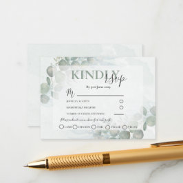 Cartão De Informações Casamento Verde RSVP Rustic Eucalyptus Sage