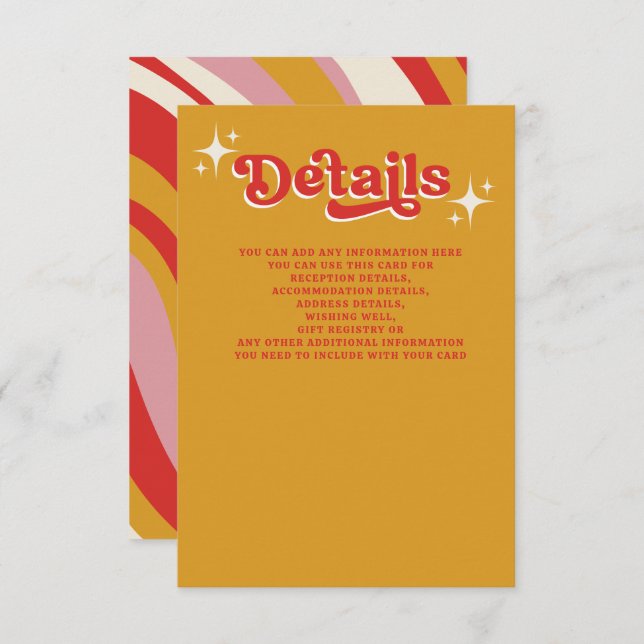 Cartão De Informações Casamento Vermelho de Marinha Marinha-Laranja-Feir (Frente/Verso)