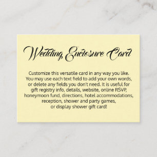 Cartão De Informações Casamento Versátil Amarelo Pálido, Personalizado,