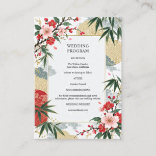 Cartão De Informações Casamento Vintage Bambu Flor de Cerejeira Japonesa