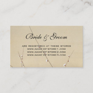 Cartão De Informações Casamento Vintage, Coruja Japonesa e Árvore de Ume