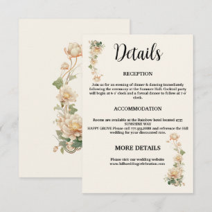 Cartão De Informações Casamento Vintage Flor de Lótus