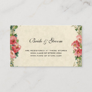 Cartão De Informações Casamento vintage, Flores Florais Rosas Rosa