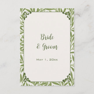 Cartão De Informações Casamento vintage, Padrão Vitoriano de Folhas Selv