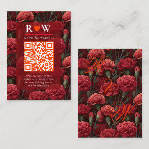 Cartão De Informações Casamento Vintage Temático de Cravo Vermelho Român