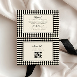 Cartão De Informações Casamento Xadrez Diamante Retro Dinheiro Antigo