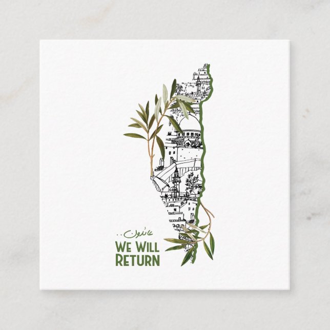 Cartão De Informações Casas dentro do mapa, abraçadas por ramos de olive (Frente)