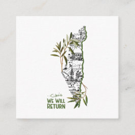 Cartão De Informações Casas dentro do mapa, abraçadas por ramos de olive