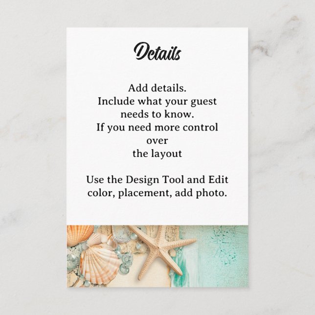 Cartão De Informações Cascas de praia 2 (Verso)