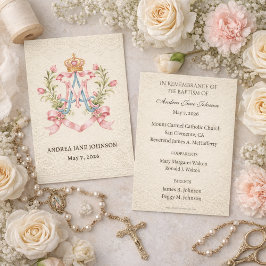 Cartão De Informações Catholic Marian Baptism Remembrance 