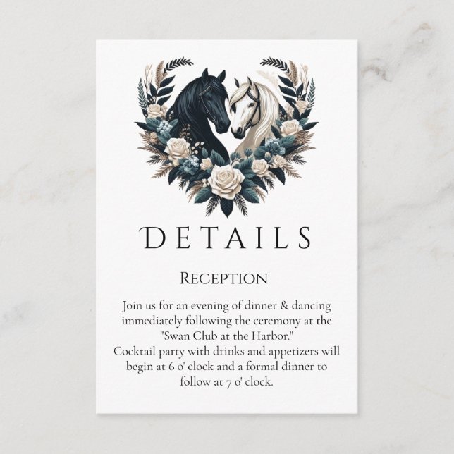 Cartão De Informações Cavalos de Casamento no Amor (Frente)