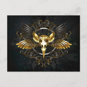 Cartão De Informações Caveira de ouro sobre fundo preto