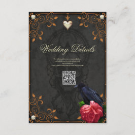 Cartão De Informações Caveira Gótica e Raven.