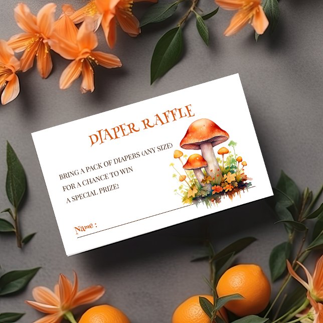 Cartão De Informações Cavieira Cogumelos Woodland Fralda Bilhete Raffle (Criador carregado)