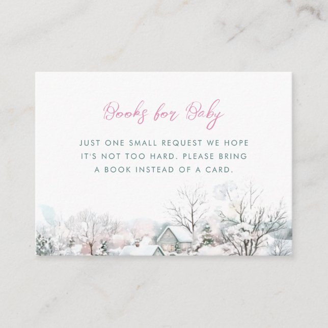 Cartão De Informações Cegonha O Village Boy Winter precisa de livros par (Frente)