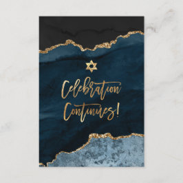 Cartão De Informações ✡ Celebração Mitzvah! Aquarela Ágata Azul Esquisto