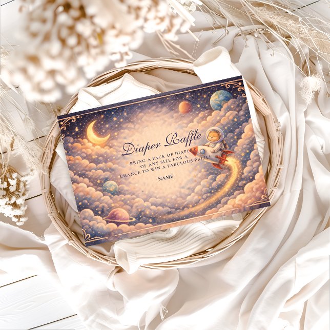 Cartão De Informações Celestial Astronaut Clouds Diapper Raffle  (Criador carregado)