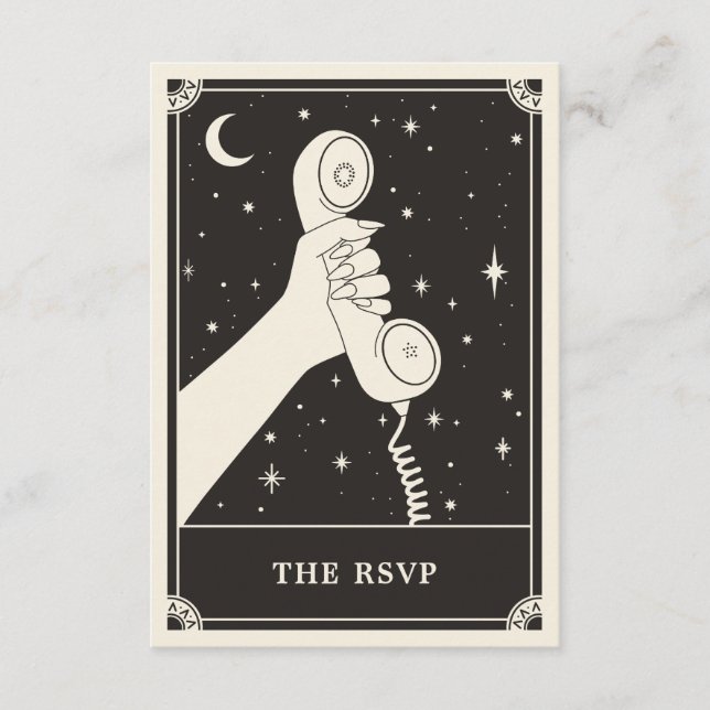 Cartão De Informações Celestial Boho Tarot Telefone de RSVP de Casamento (Frente)