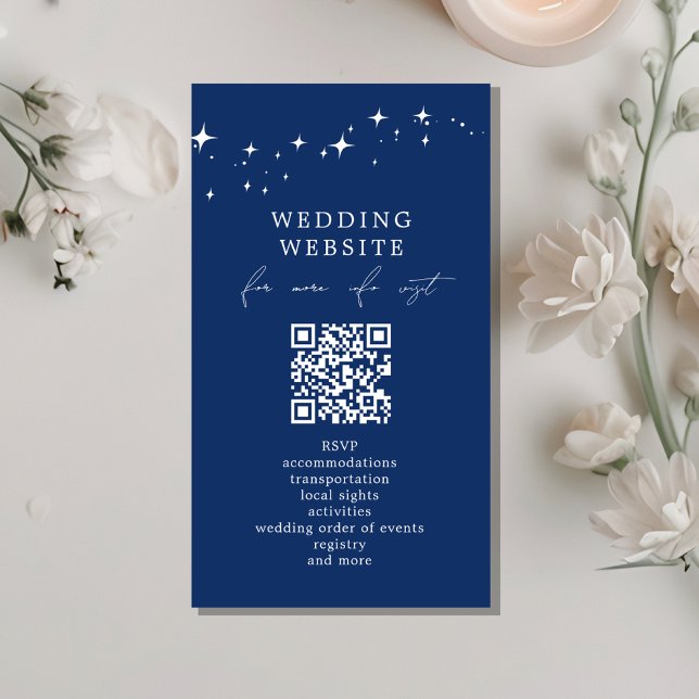 Cartão De Informações Celestial Elegant Wedding QR Code Website Details (Criador carregado)
