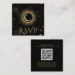 Cartão De Informações Célestial Galaxy Black Código QR Casamento RSVP