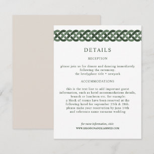 Cartão De Informações Celtic Knot   Convidado de Informações sobre Casam