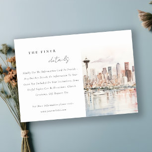 Cartão De Informações Cena de casamento em aquarela de Seattle, Washingt