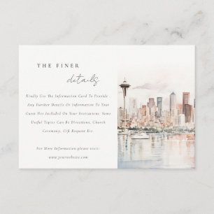 Cartão De Informações Cena de casamento em aquarela de Seattle, Washingt