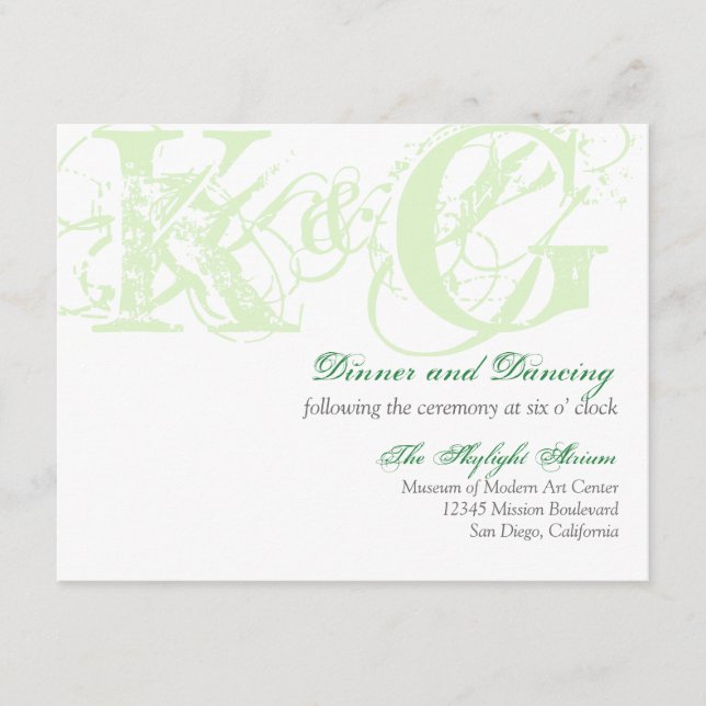 Cartão De Informações Cerco afligido da recepção da hortelã grunge verde (Frente)