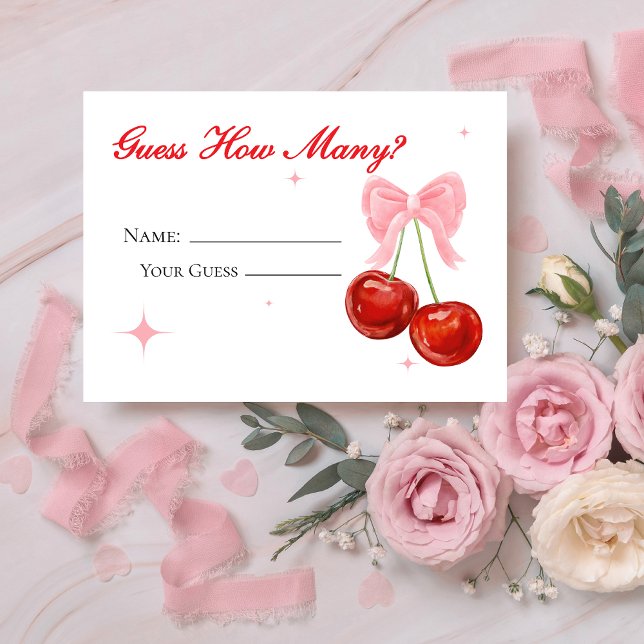 Cartão De Informações Cereja Rosa No Topo Adivinha Quantas Cartas De Jog (Criador carregado)