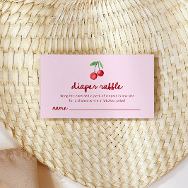 Cartão De Informações Cerejas Retro Brancas Rosa | Fralda Raffle