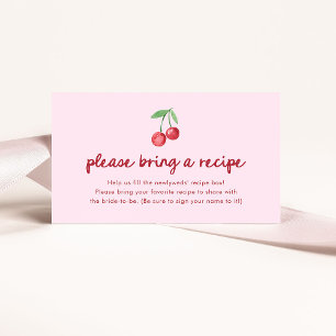 Cartão De Informações Cerejas Retrô Caprichosas Rosa Solicitação de Re