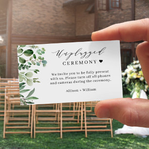 Cartão De Informações Cerimônia de Casamento sem Dispositivos com Folhas