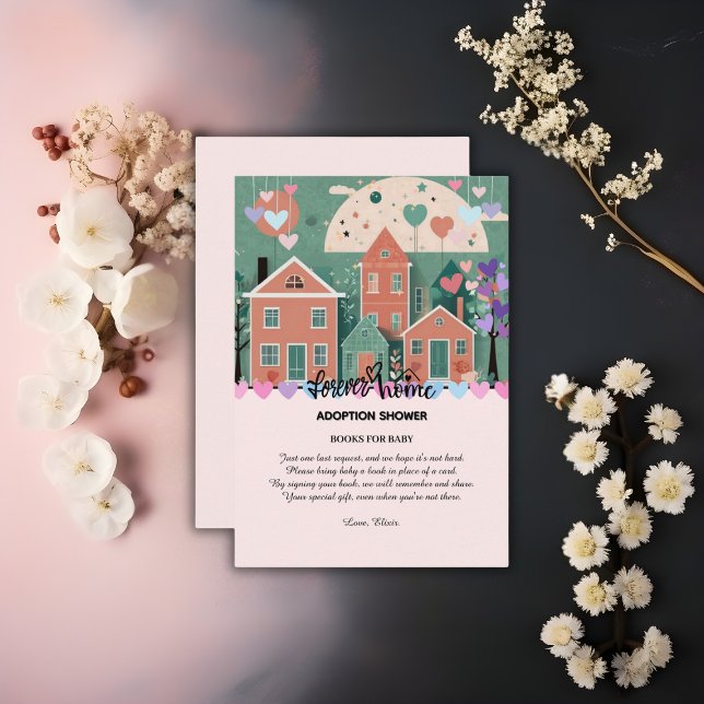 Cartão De Informações Chá de Adoção e Acolhimento Forever Home Pastel He (Criador carregado)