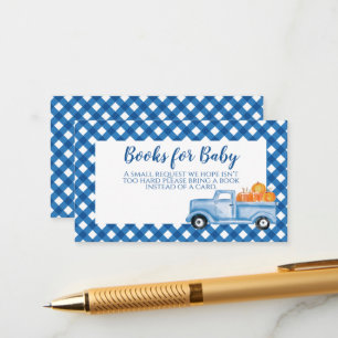 Cartão De Informações Chá de Bebê Abóbora azul Caminhão livros para bebê