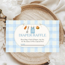 Chá de Bebê Blue Gingham Baby-Q Sorteio de Fraldas