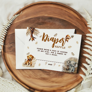 Cartão De Informações Chá de Bebê Boho Animais Fofos Rifas de Fraldas Sa