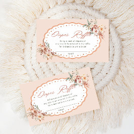 Cartão De Informações Chá de Bebê Boho Floral Elegante Sorteio de Fralda