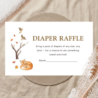 Cartão De Informações Chá de Bebê Boho Floresta Diaper Raffle