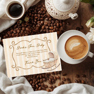 Cartão De Informações Chá de Bebê Café Bebe Neutro Elegante Marrom