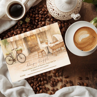 Cartão De Informações Chá de Bebê Café Bebe Neutro Elegante Marrom