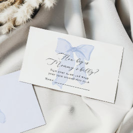 Cartão De Informações Chá de Bebê com Laço Azul Quão grande está a barri