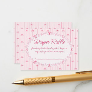 Cartão De Informações Chá de bebê com sorteio de fraldas desenhado à mão