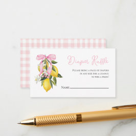 Cartão De Informações Chá de bebê coquette com laço rosa limão Sorteio d
