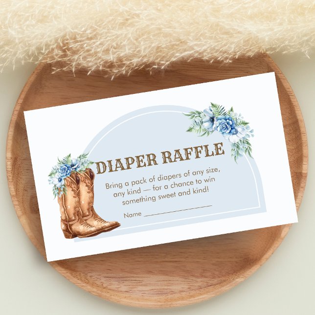 Cartão De Informações Chá de Bebê Cowboy Sorteio de Fraldas (A Little Cowboy Baby Shower Diaper Raffle)