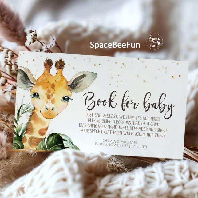 Cartão De Informações Chá de Bebê da Girafa Safari (Safari Baby Shower, Giraffe Theme, Book for Baby, Diaper Raffle, Jungle Party, Adventure Awaits, Bab)