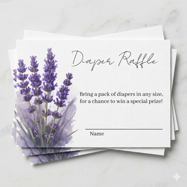 Cartão De Informações Chá de Bebê de Diapers com Lavanda Roxa Botânica (Criador carregado)