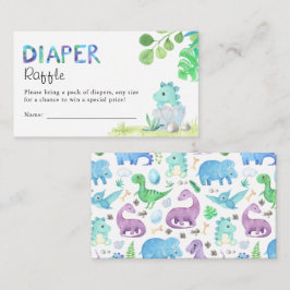 Cartão De Informações Chá de Bebê de Dinossauro Fofo em Aquarela Sorteio
